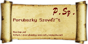 Porubszky Szovát névjegykártya